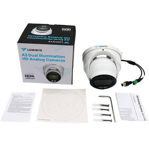Luminys A3T-2LAV 2MP Dual-Light Analog Turret Camera, Built-in Microphone, 2.7-12mm Vari-Focal Lens