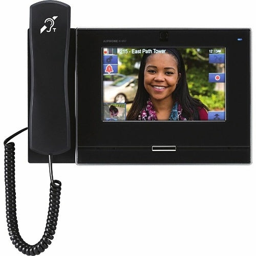 Aiphone IX-MV7-HB-L 7\\" Color Touchscreen IP Master Station with T-Coil Hearing Aid Supported Handset, Black