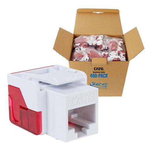 ICC IC107L6RWH CAT6 Keystone Jack with Inline IDC No Pair Split Wiring (Easier Termination) PoE++ for Wall Plate or Patch Panel, 400-Pack, White