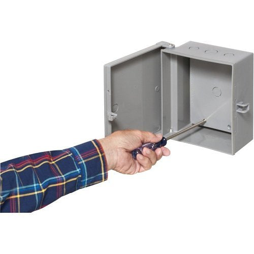 Arlington EB0708BP x x 3.5\\" Heavy-Duty Non-Metallic Enclosure Box with Back Plate, NEMA3R, Gray