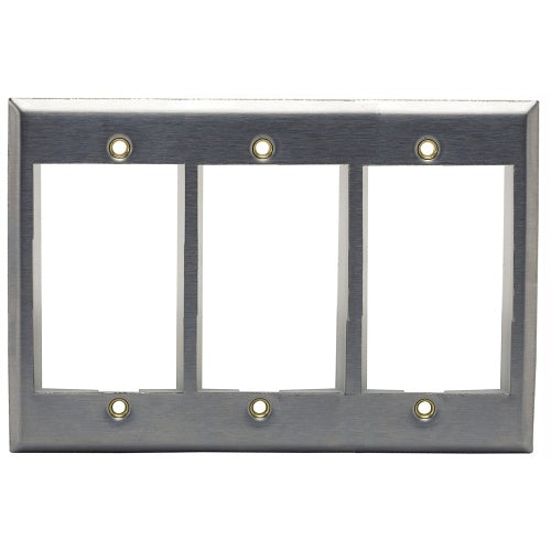 Hubbell IMSS3 INFINe 3-Gang Station Modular Plate Frame, 9-Unit, Stainless Steel