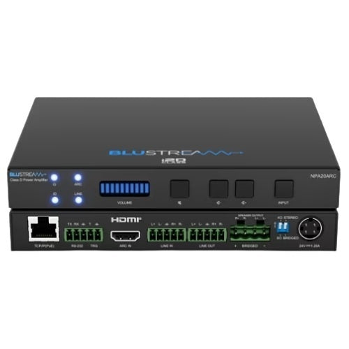 Blustream NPA20ARC 2-Channel HDMI ARC Networked Power Amplifier, PoE+, RS-232