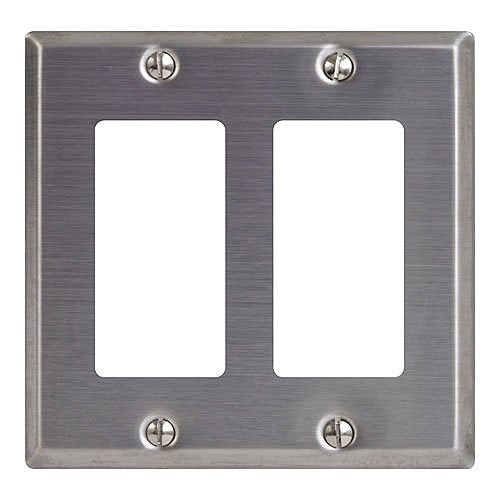 ICC Decorex Stainless Steel Faceplate with 2 Insert Spaces in Double Gang Image of H2-107DFDSS