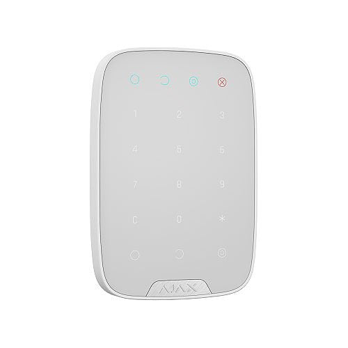AJAX 42814.12.WH3 KeyPad Jeweller Touch Keypad Supporting Encrypted Contactless Cards and Key Fobs, White