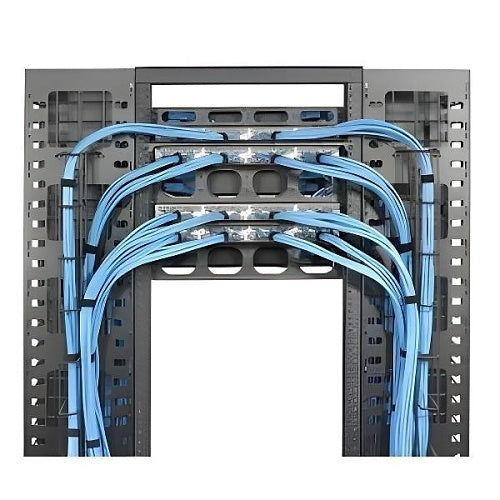 Hubbell HM17C M-Series Horizontal Cable Management with Cover, 1-Unit, 7\\" Extension, Black