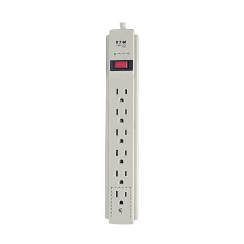 Tripp Lite TLP604 Protect It! 6-Outlet Surge Protector, 4\' (1.22 m) Cord, 790 Joules, Diagnostic LED, Light Gray Housing