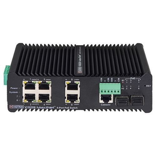 Vigitron Vi30208 90W Managed Hardened L2+ PoE 1G Industrial Ring Switch