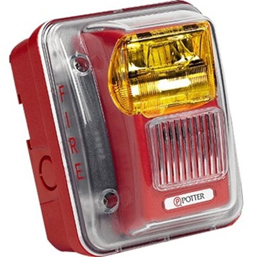 Potter CS-24WAR-WP CS Series Outdoor Amber Colored Lens Strobe, 75 Candela, Red