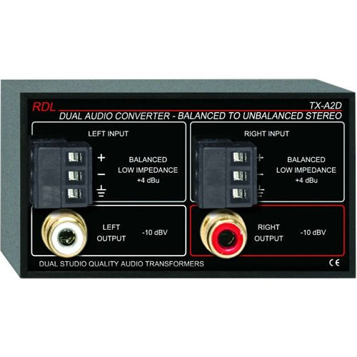 RDL TX-A2D Dual Audio Converter, Balanced to Unbalanced Image of RL-TXA2D