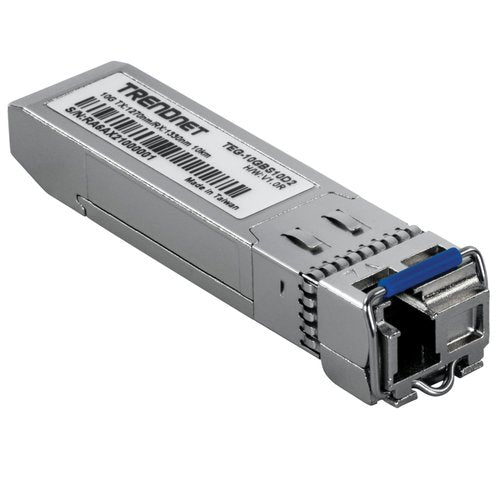 TRENDnet TEG-10GBS10D2 10G SFP+ Dual Wavelength Single Mode LC Module, 6.21 mi., BiDi, DDM Support