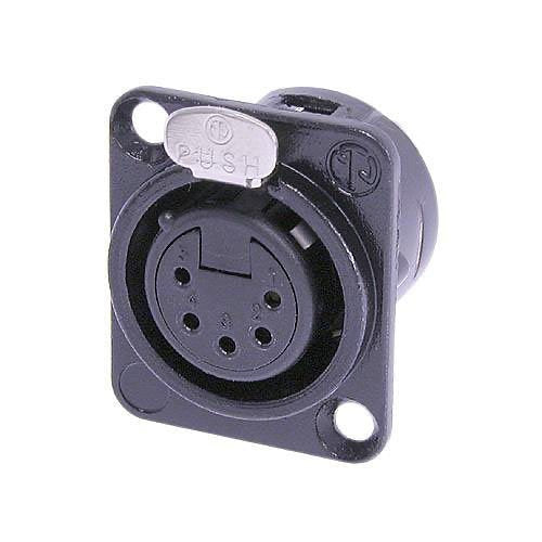 Neutrik NC5FD-L-B-1 5-Pole Female Receptacle, Solder Cups, Black Metal Housing, Gold Contacts Image of NM-NC5FDLB1