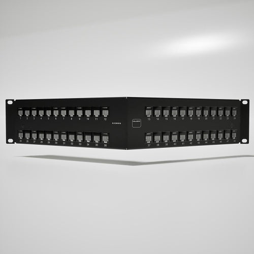 Siemon UP6-A2-48L-RS UltraMAX 48-Port Detached Wire Manager Patch Panel, Preloaded, UTP, CAT6a, Angled, 2U, Copper, Black