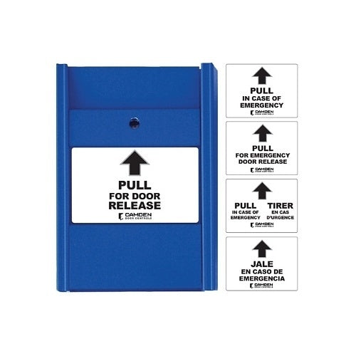 Camden CM-701U Universal Blue Pull Station with Message Labels/ Eng. Fr. and Sp. (Replaces CM-701, CM-701E, CM-701BE)