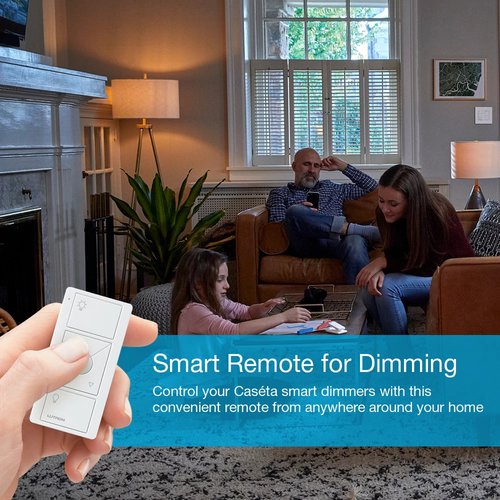 Lutron PJ2-3BRL-GWH-L01 Original 3-Button Pico Smart Remote with Raise / Lower and Preset, with Light Icons, White