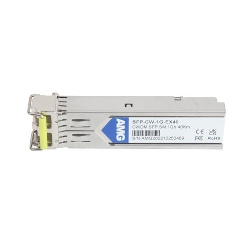 AMG Systems SFP-CW-1G-EX40-39 Industrial High Speed 1000Mb Ethernet SFP Singlemode CWDM, 1Gb, 2-Fiber, 40Km, LC Connectors, 1390nm