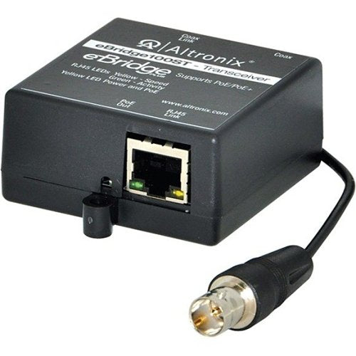 Altronix eBridge100ST EoC Single-Port Small Transceiver, 100Mbps, Passes PoE/PoE+, Requires Compatible Receiver Image of AX-EBR100ST