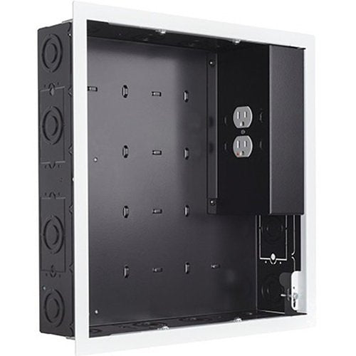 Chief PAC526FWP2 In-Wall Storage Box with 2-Receptacle Filter and Surge Protector, White