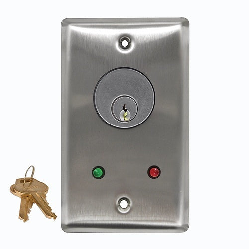 Camden CM-1250-7224-60KA Key Switch, 2 Position SPDT Momentary, Red