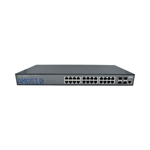 AMG Systems AMG510-24G-4XS Commercial 28-Port Managed Switch, 24x10/100/1000Base-T(x) RJ45 Ports, 4x100M/1/2.5/10G Base-FX SFP+ Ports, 1U, 19\\" Rack Mount