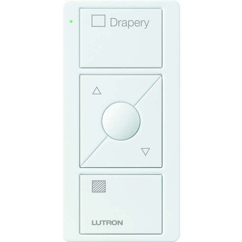 Lutron PJ2-3BRL-GWH-S07 Original 3-Button Pico Smart Remote with Raise / Lower and Preset, with Shade Icons and Text (\\"Drapery\\"), White