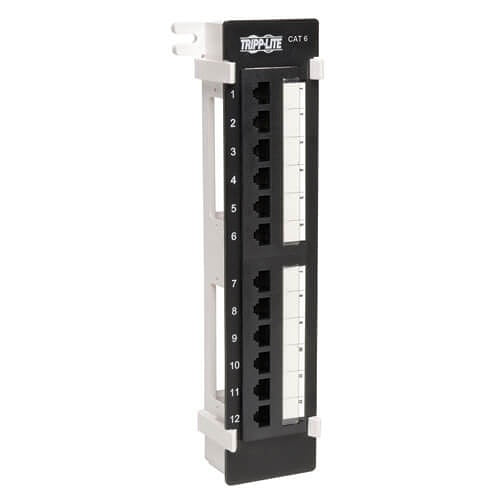 Tripp Lite N250-012 12-Port CAT6/CAT5 Wall-Mount Vertical 110 Patch Panel