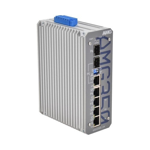 AMG Systems AMG350-4GAT-1C-1S-P120-LV AMG350 Series Industrial 6-Port Unmanaged PoE Switch, 4 x 10/100/1000Base-T(x) RJ45 Ports, 12-48VDC Power Input with Voltage Booster