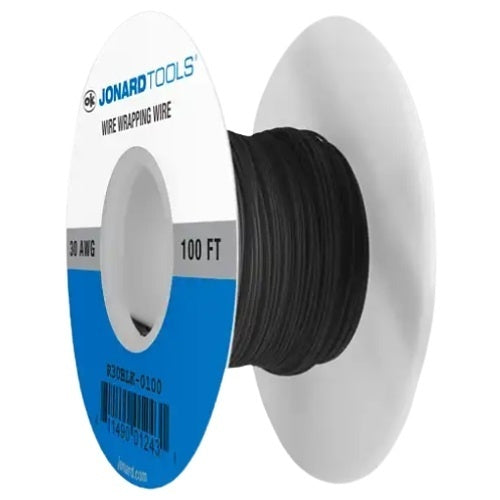 Jonard Tools R30BLK-0100 30AWG Kynar Normal Wire, Black, Roll, 100'