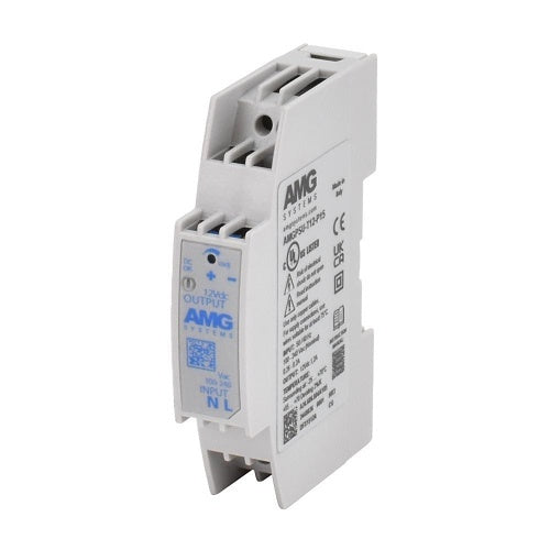 AMG Systems AMGPSU-T12-P15 Industrial Power Supply, DIN-Rail Mounting, 12VDC, 15W (1.2A)