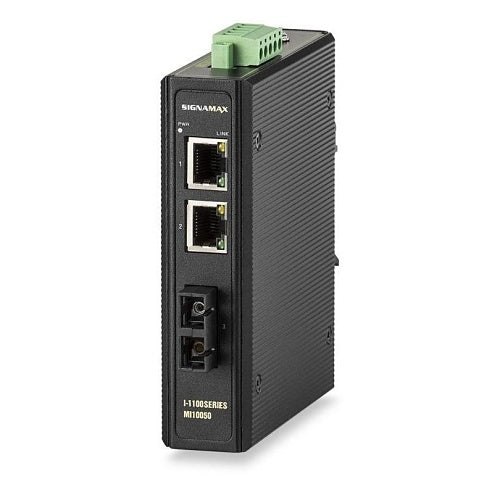 Signamax FO-MI10030 I-1100 10/100TX to 100FX PoE+ Industrial Media Converter
