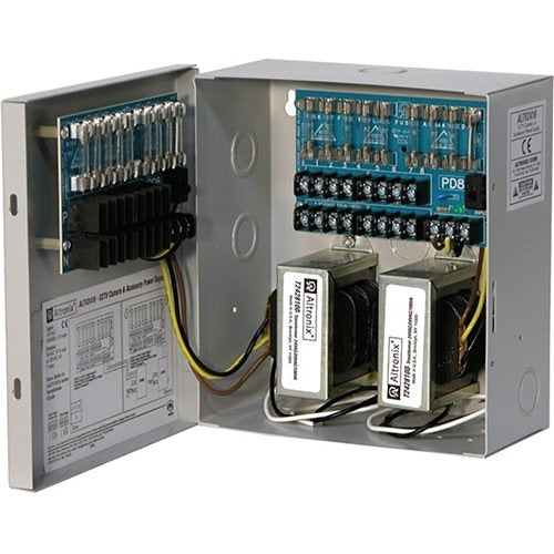 Altronix ALTV2416220 CCTV Power Supply with BC100 Enclosure, 16 Fused Outputs, 24/28VAC at 8A, 220VAC