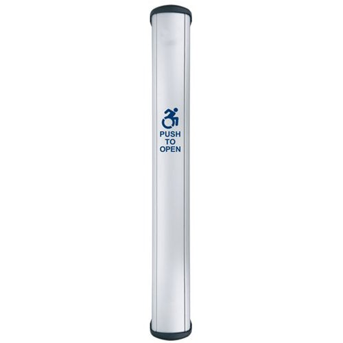Camden CM-8436/A4 CM-84 Series Column Side Load Push Plate Switch, ACTIVE WHEELCHAIR Symbol and Push to Open Label, 36\\" x 6\\", Anodized Clear Aluminum