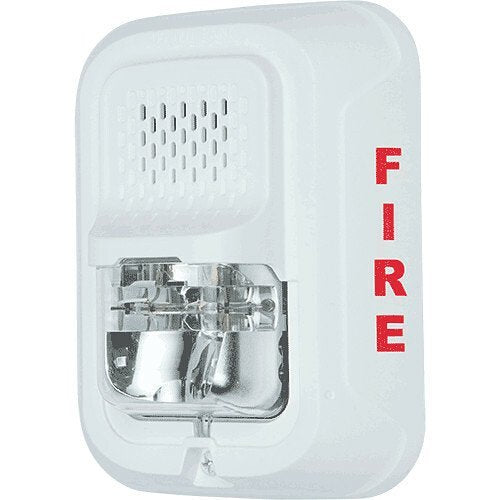 System Sensor P4WL L-Series Indoor Selectable Output Horn Strobe, 4-Wire, Wall Mount, \\"FIRE\\" Marking, White