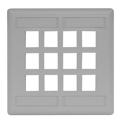 Hubbell IFP212GY Wall Plate, Flush 2-Gang 12-Port, Gray