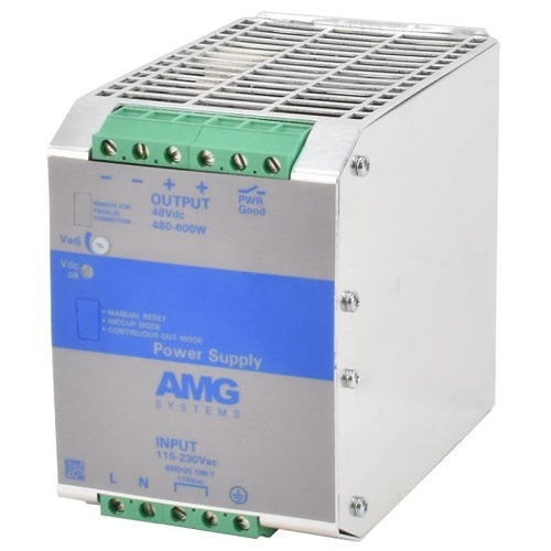 AMG Systems AMGPSU-I48-P530 Industrial Power Supply with DIN-Rail Mounting, 48VDC, 530W, Fault Relay Output