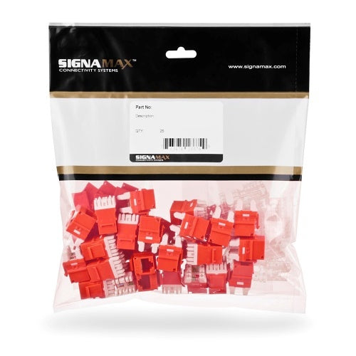 Signamax KJ458MT25-C6C-RD CAT6 MT-Series Unscreened Keystone Jacks, Red