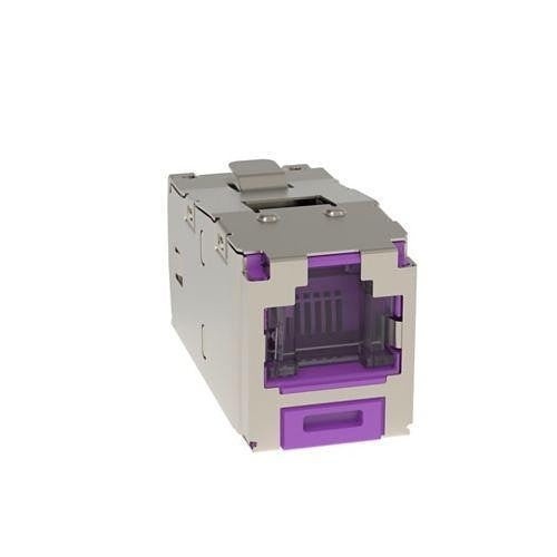Panduit CJSH688TGVLY Mini-Com CAT6 Shielded RJ45 Spring-Shuttered TG Jack Module, Violet