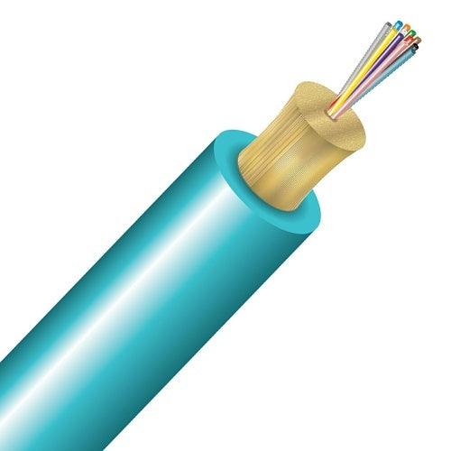 Cleerline TN012M3D9AR BendSafe Distribution Cable, Multimode, OM3, 12 Strand, Riser, Aqua, 1000\'