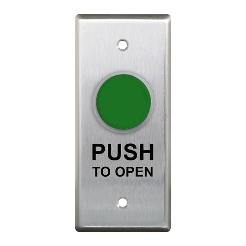Camden CM-8010GE CM-8000 Series Vandal Resistant Push Button, Extended, Spring Return, N/C, Momentary, \'EXIT\' Text, Green Button