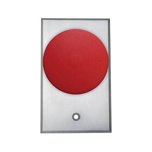 Camden CM-5050R Push/Pull 3/8\\" Push Button, Aluminum Faceplate, N/O and N/C, Maintained, Red Button