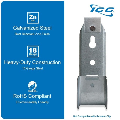 ICC ICCMSJH933 Ceiling Mount J-Hook 1-5/16\\" without Retainer Clip, Galvanized Steel Cable, 25-Pack