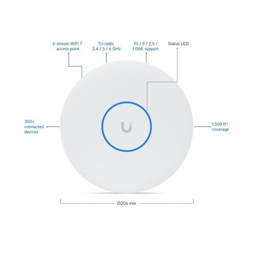 Ubiquiti U7-PRO-XG UniFi Access Point, 6-Stream, Wi-Fi 7, Ceiling-Mounted