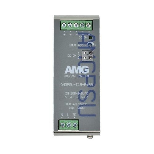 AMG Systems AMGPSU-I48-P480A Industrial Power Supply with DIN-Rail Mounting, 52VDC, 480W, Fault Relay Output