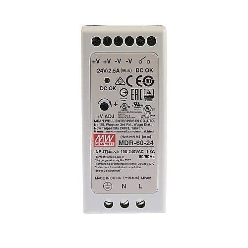 KBC Networks MDR-60-24 Rugged Industrial Power Supply, 60W, 24V DC, DIN Mount