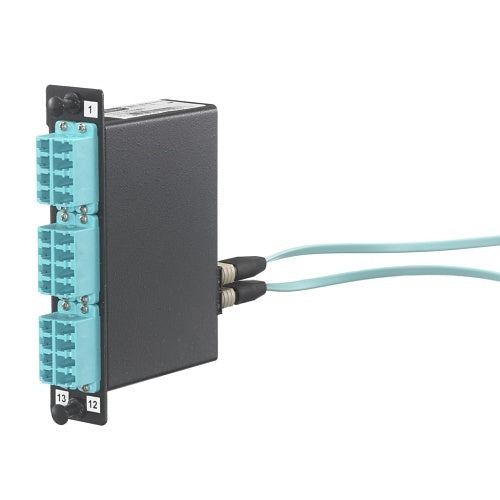 Hubbell OCLCQ50G4 24-Fiber LGX Cassette, OM4, LC Quad to MTP, Aqua