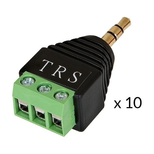 Episode EE-ACC-ST-TRM-M-10PK 3.5mm Male Stereo to 3-Pin Screw Terminal Adapters, 10-Pack