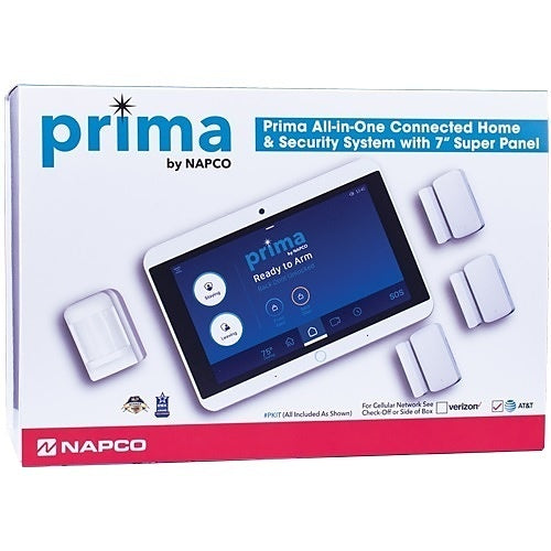 Napco PKIT1A Prima System Kit with AT&T Network, 3 Window / Door Transmitters and PIR, 7\\" Super Panel