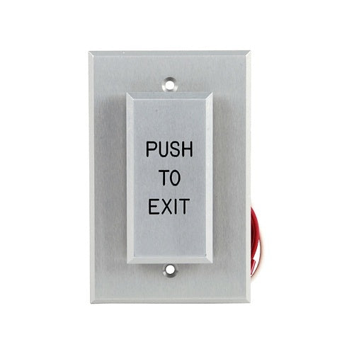 Dortronics W5286-P23DAxE1R 5286 Series DPST-Time Delayed Action with 1-Gang Switch Plate, \\"PUSH TO EXIT\\" Red Text, Clear Aluminum Anodized