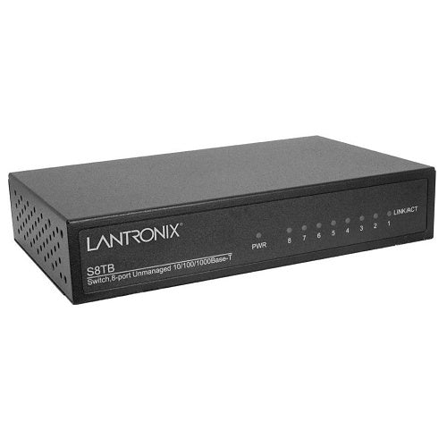 Lantronix S8TB-NA Network Switch, Unmanaged Switch, 8-Port Gigabit Ethernet