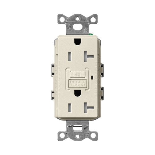 Lutron SCR-20-GFST-PM Claro 20A Tamper Resistant GFCI Duplex Receptacle, Decorator-Style Outlet, Self-Testing, Satin Finish, Pumice