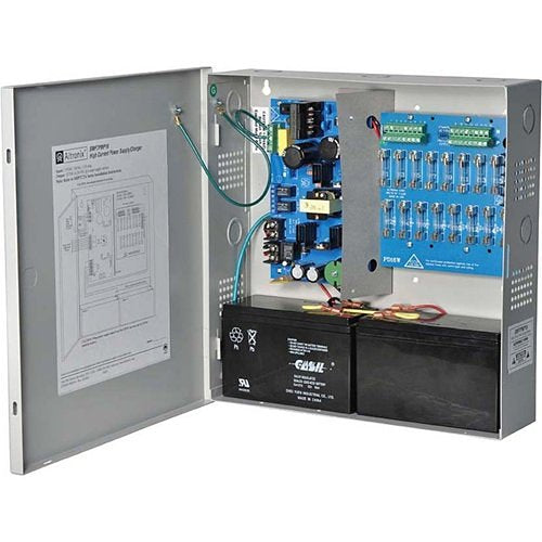 Altronix 16 Fused Outputs Supervised Power Supply/Charger. 12/24VDC @ 6A. Grey Encl. Image of AX-SMP7PMP16